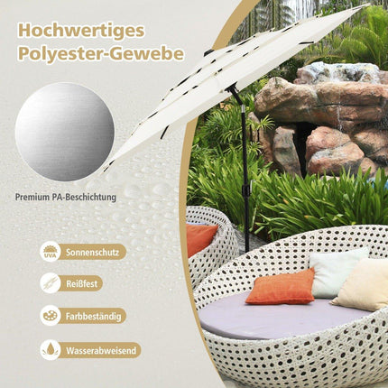 3patrový slunečník, dvojité odvětrání, 306x306x252 cm, béžový
