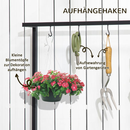 Dreistufiges Pflanzenregal aus Holz mit Haken - 80x36x174 cm