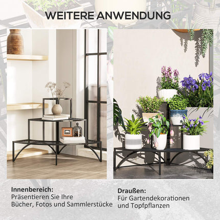 Pflanzenständer dreistufig aus Metall für den Innen- und Außenbereich, 60 cm hoch