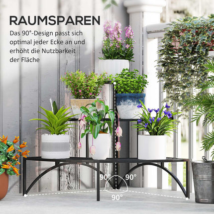 Pflanzenständer dreistufig aus Metall für den Innen- und Außenbereich, 60 cm hoch