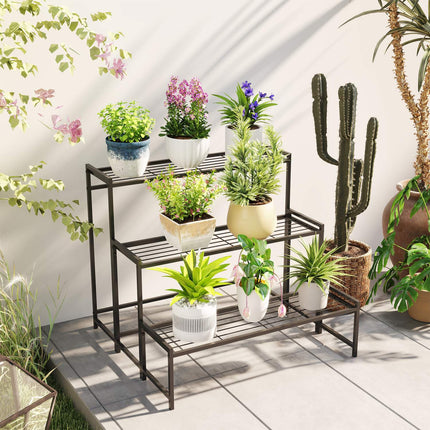 Metall-Pflanzenständer – 3-stöckiges Blumenregal für drinnen/draußen, 66 cm