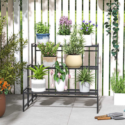 Metall-Pflanzenständer – 3-stöckiges Blumenregal für drinnen/draußen, 66 cm
