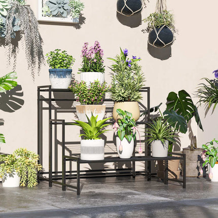 Metall-Pflanzenständer – 3-stöckiges Blumenregal für drinnen/draußen, 66 cm