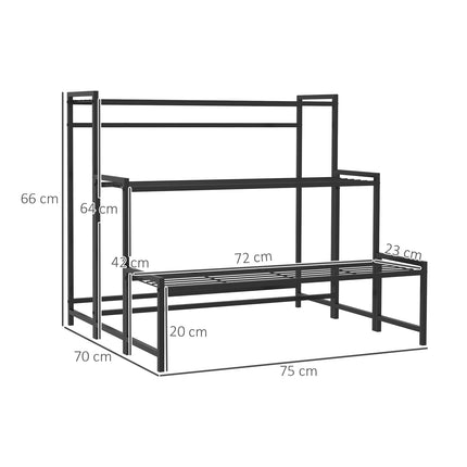 Metall-Pflanzenständer – 3-stöckiges Blumenregal für drinnen/draußen, 66 cm