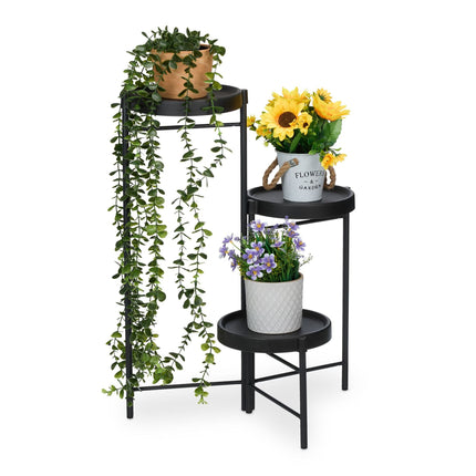3-Tier Plant Stand, Foldable Steel & Plastic