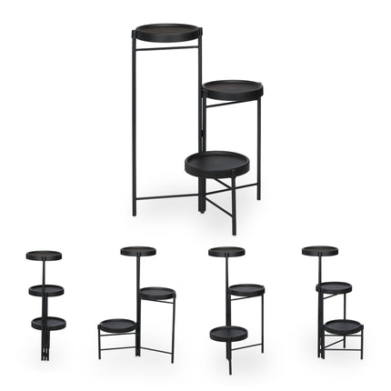 3-Tier Plant Stand, Foldable Steel & Plastic