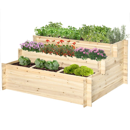 3-stufiges Hochbeet, Naturholz, 117 x 100 x 54 cm
