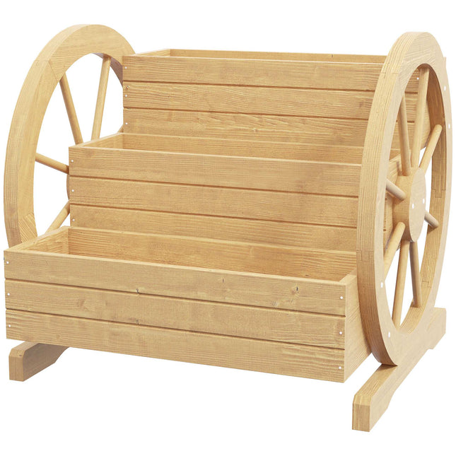 Hochbeet mit 3 Ebenen, Wagenrad-Design, Tannenholz