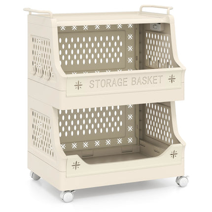 3-Tier Rolling Laundry Basket with Handles & Hooks