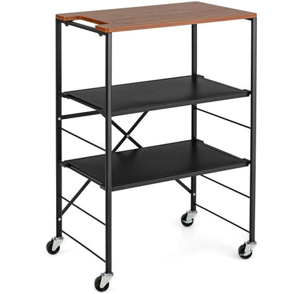 3-Tier Rolling Serving Trolley, Metal-MDF, 60x40x89 cm