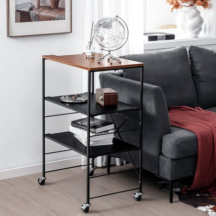 3-Tier Rolling Serving Trolley, Metal-MDF, 60x40x89 cm