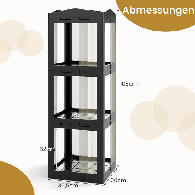 3-stöckiges drehbares Bücherregal, platzsparendes Eckregal