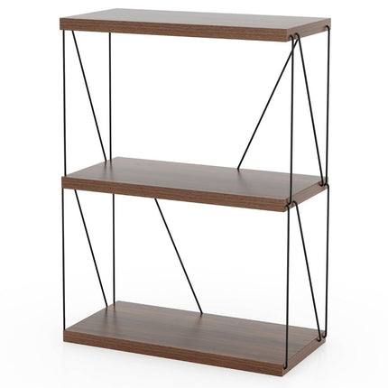 Standregal mit 3 Ebenen und Metallrahmen, industrielles Bücherregal, Lagerregal, 60 x 29,5 x 82 cm