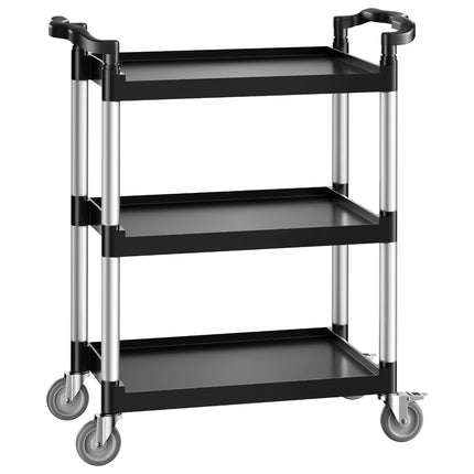 3-Tier Utility Cart, 300 lb Capacity, Locking Swivel Wheels