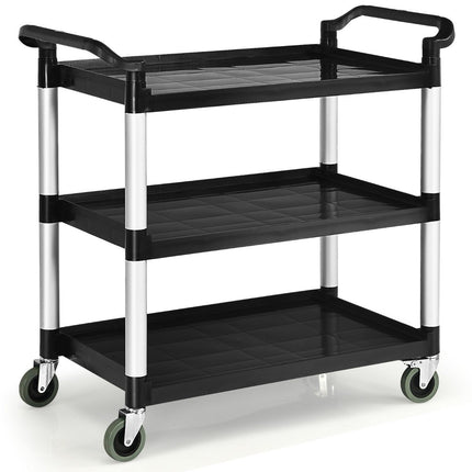 3-Tier Utility Cart with Wheels and Brake System, Black