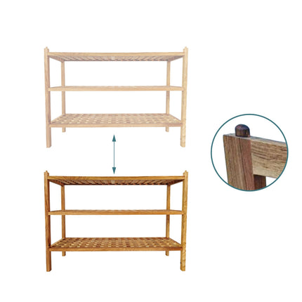 3-Tier Walnut Shoe Rack – Stackable, Holds 9 Pairs