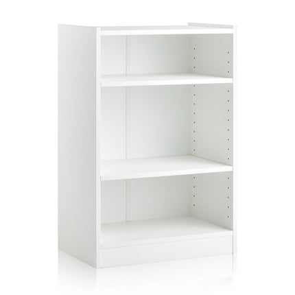 Weißes 3-stöckiges Bücherregal mit verstellbaren Einlegeböden, 50x30x75 cm