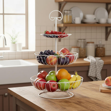 3-stöckiger Draht-Obstschalenständer – Rundes, luftzirkulierendes Design