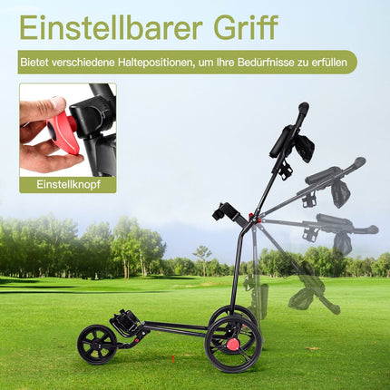 3-Wheel Folding Golf Push Cart with Adjustable Handle