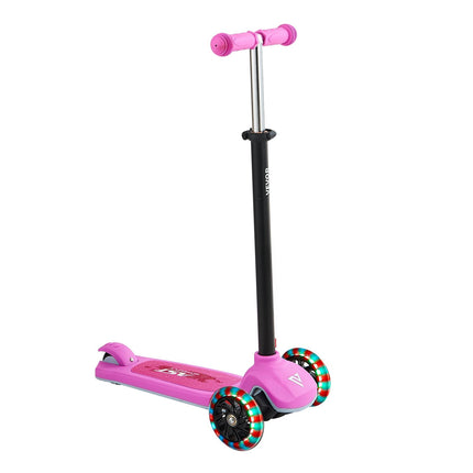3-Wheel Kids Kick Scooter, Light-Up Wheels, Pink