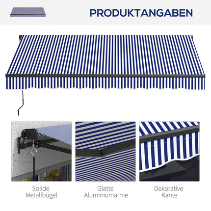 Wandmarkise, 3x2,5m, Blau & Weiß, Sonnenschutz