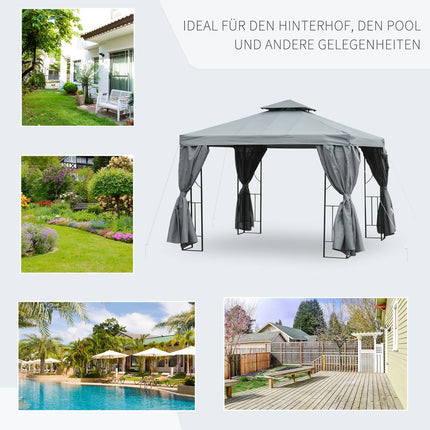 Doppelter Dachpavillon, wasserdichter UV-Schutz, dunkelgrau