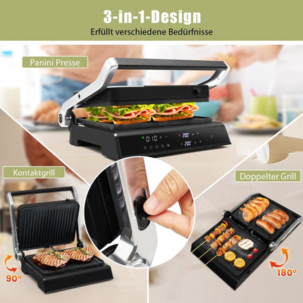 3-in-1 1800W Panini-Pressgrill mit Antihaft-Platten Elektrogrill