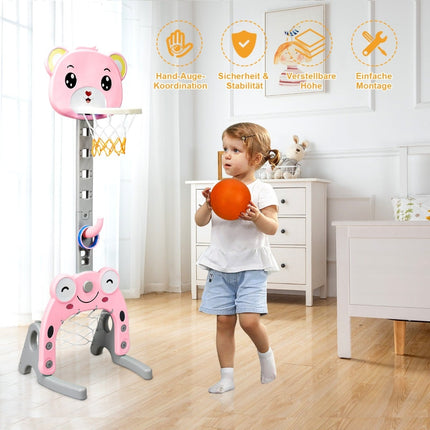3-in-1 verstellbares Kinder-Sportset: Basketball, Fußball, Ringwurf