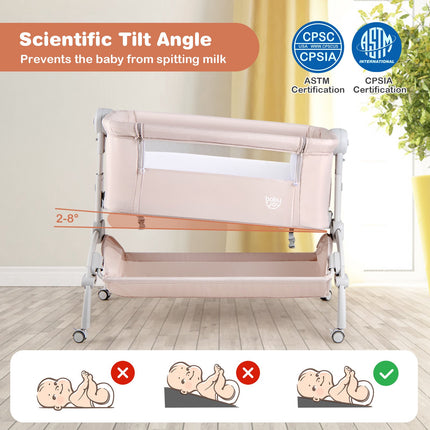 3-in-1 Baby-Beistellbett, höhenverstellbar, Beige