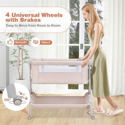 3-in-1 Baby-Beistellbett, höhenverstellbar, Beige