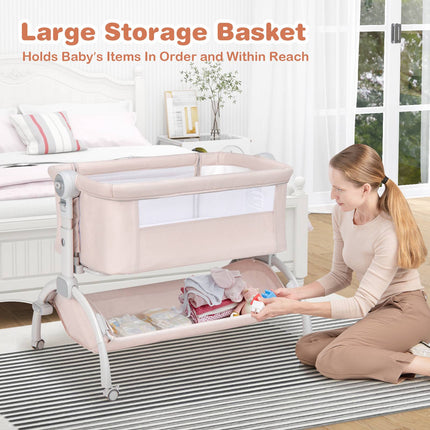 3-in-1 Baby-Beistellbett, höhenverstellbar, Beige