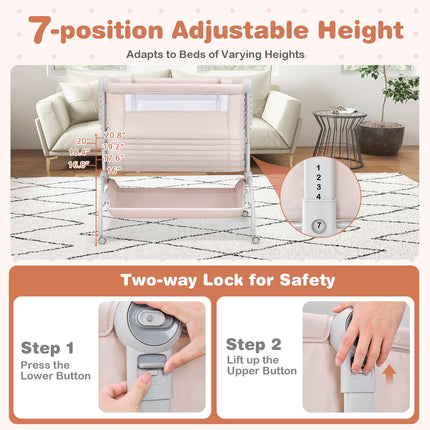 3-in-1 Baby-Beistellbett, höhenverstellbar, Beige
