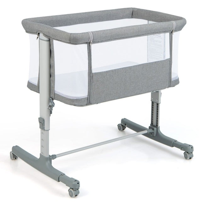 3-in-1 Babybett & Wiege mit Matratze, tragbar, grau