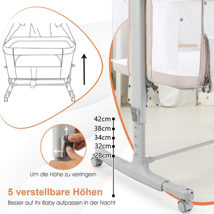 3-in-1 Babybett, Stubenwagen & Beistellbett mit Matratze