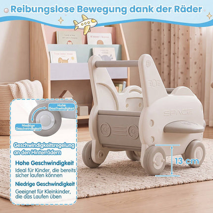 3-in-1 Baby Walker with Foldable Seat & Storage Space