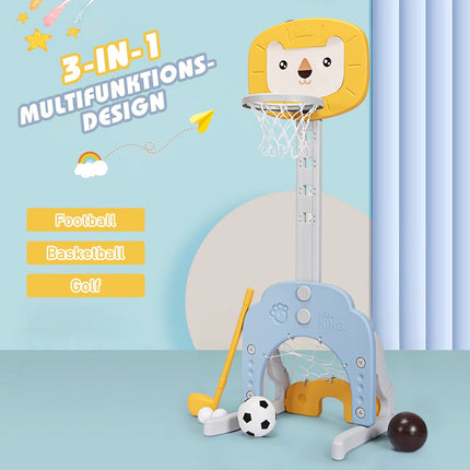 3-in-1 Basketballkorb-Set Basketballkorb mit verstellbarer Höhe Leichtes &amp; Stabiles Basketball-Set Gelb + Blau