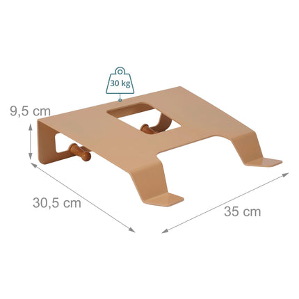 3-in-1 Bike Wall Mount with Shelf and Hooks, Steel and Wood – Beige, 30 kg