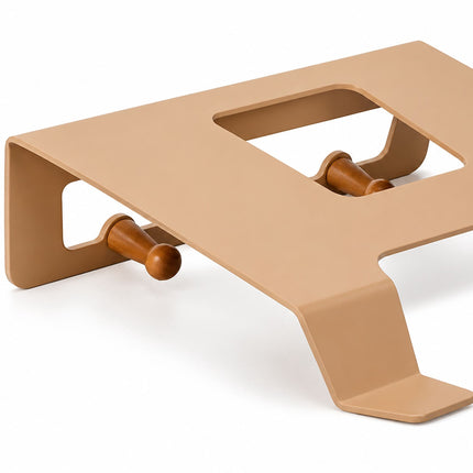 3-in-1 Bike Wall Mount with Shelf and Hooks, Steel and Wood – Beige, 30 kg