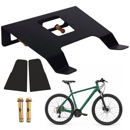 3-in-1 Bike Wall Mount with Shelf and Hooks, Steel and Wood – Black, 30 kg