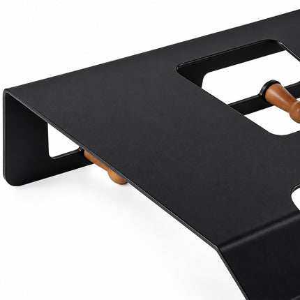 3-in-1 Bike Wall Mount with Shelf and Hooks, Steel and Wood – Black, 30 kg