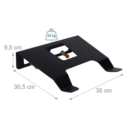 3-in-1 Bike Wall Mount with Shelf and Hooks, Steel and Wood – Black, 30 kg