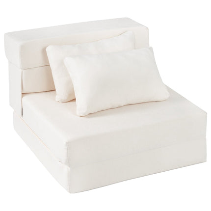 3-in-1 Schlafsofa aus Chenille mit 2 Kissen, Beige