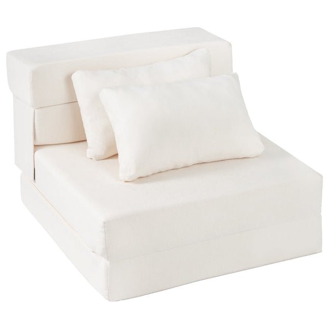 3-in-1 Schlafsofa aus Chenille mit 2 Kissen, Beige