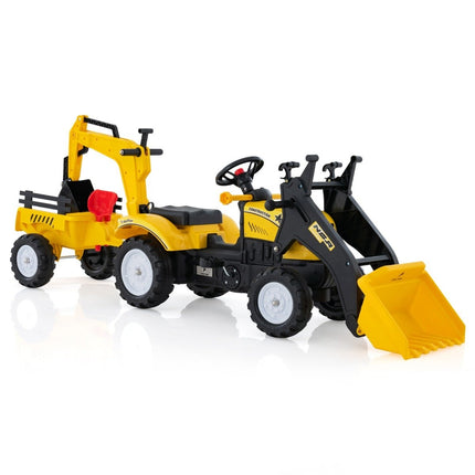 3-in-1 Kinder-Aufsitzbagger Bulldozer mit 6 Rädern 178 x 42 x 60 cm Gelb