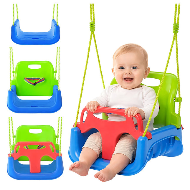 3-in-1 Kinderschaukel, Verstellbare Seile, 30 kg Tragkraft