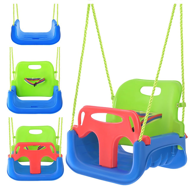 3-in-1 Kinderschaukel, Verstellbare Seile, 30 kg Tragkraft