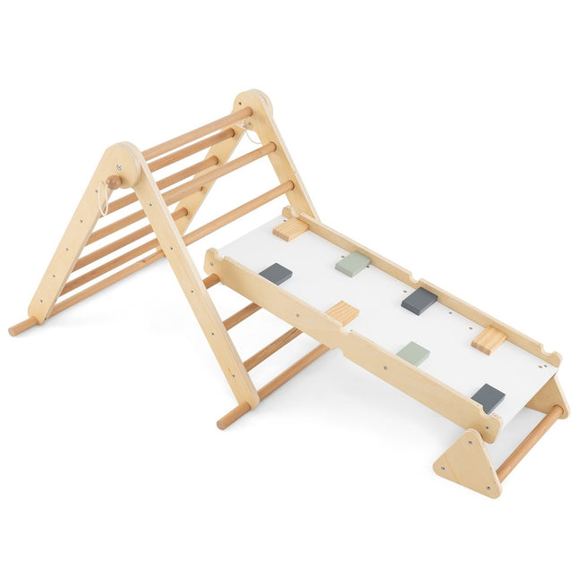 3-in-1 Klettergerüst: Dreieck, Leiter & Wippe, klappbares Holz