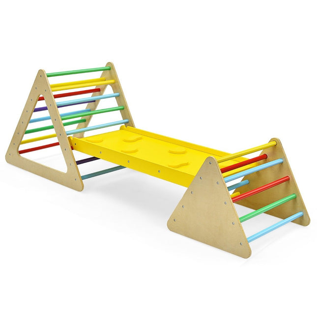 3 in 1 Kletterspielzeug-Set für Kleinkinder, Kletterdreieck &amp; Leiter &amp; Rutsche, Klettergerüst, bunt