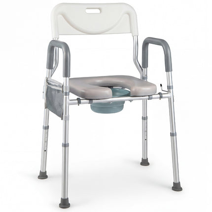 3-in-1 Commode Chair, 5-Height, Removable Bucket