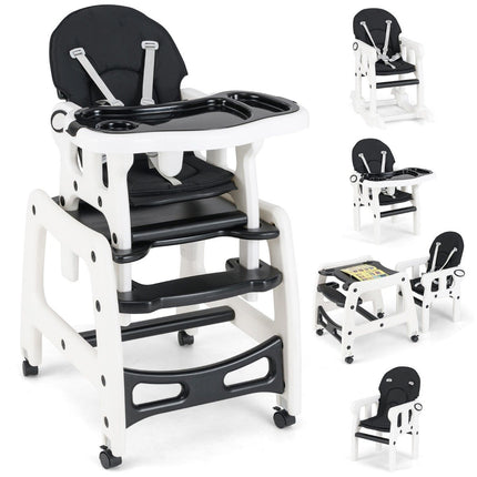 3-in-1 Convertible Baby High Chair – Black
